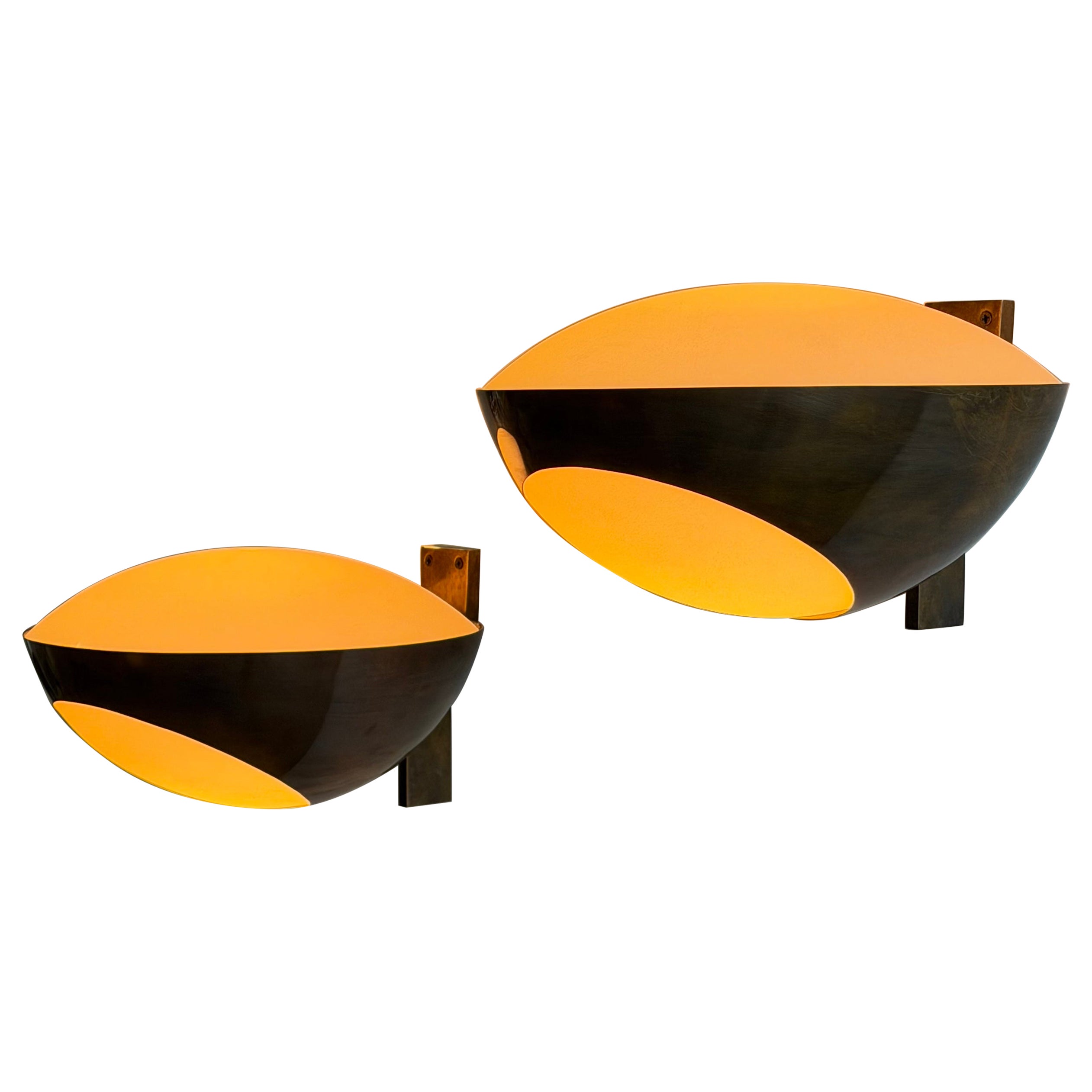 Pair of Model "1963" Brass Wall Lights by Max Ingrand for Fontana Arte, 1960s For Sale
