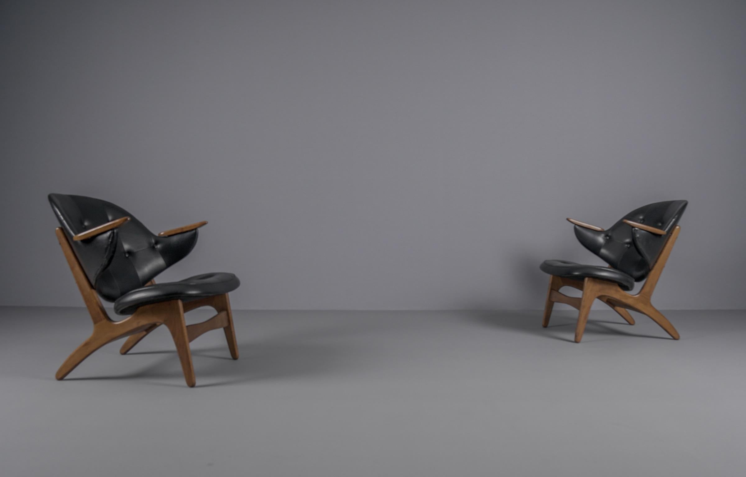 Scandinavo moderno Coppia di poltrone Model 33 di Carl Edward Matthes, anni '50 in vendita
