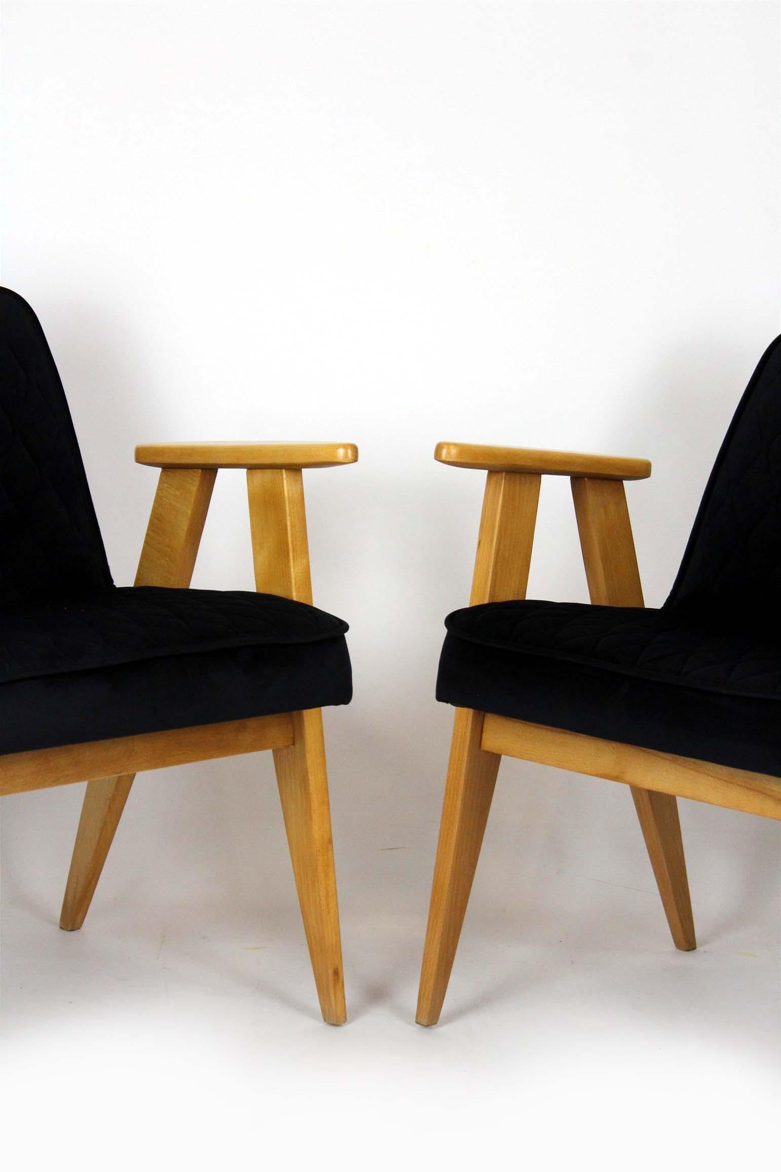 Pair of Model 366 Armchairs by Józef Chierowski, Restored, Poland, 1960s For Sale 6