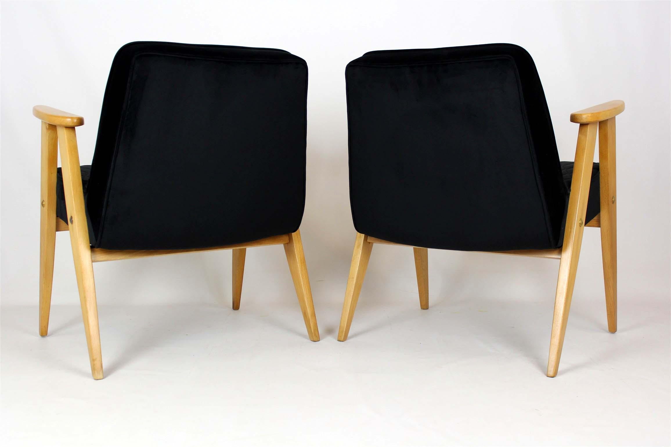 Pair of Model 366 Armchairs by Józef Chierowski, Restored, Poland, 1960s For Sale 13