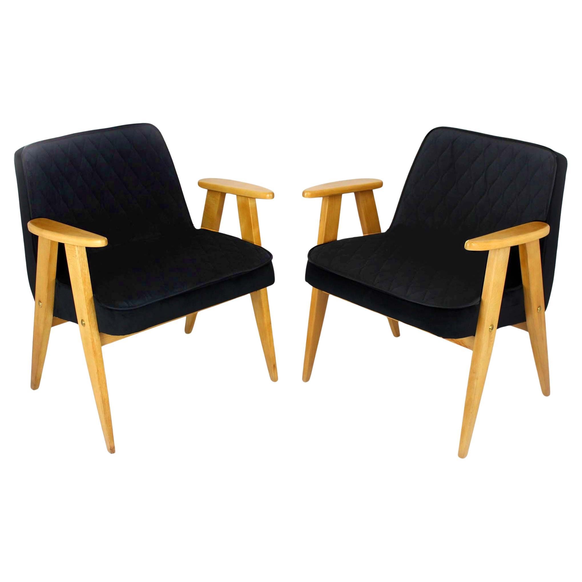 Pair of Model 366 Armchairs by Józef Chierowski, Restored, Poland, 1960s