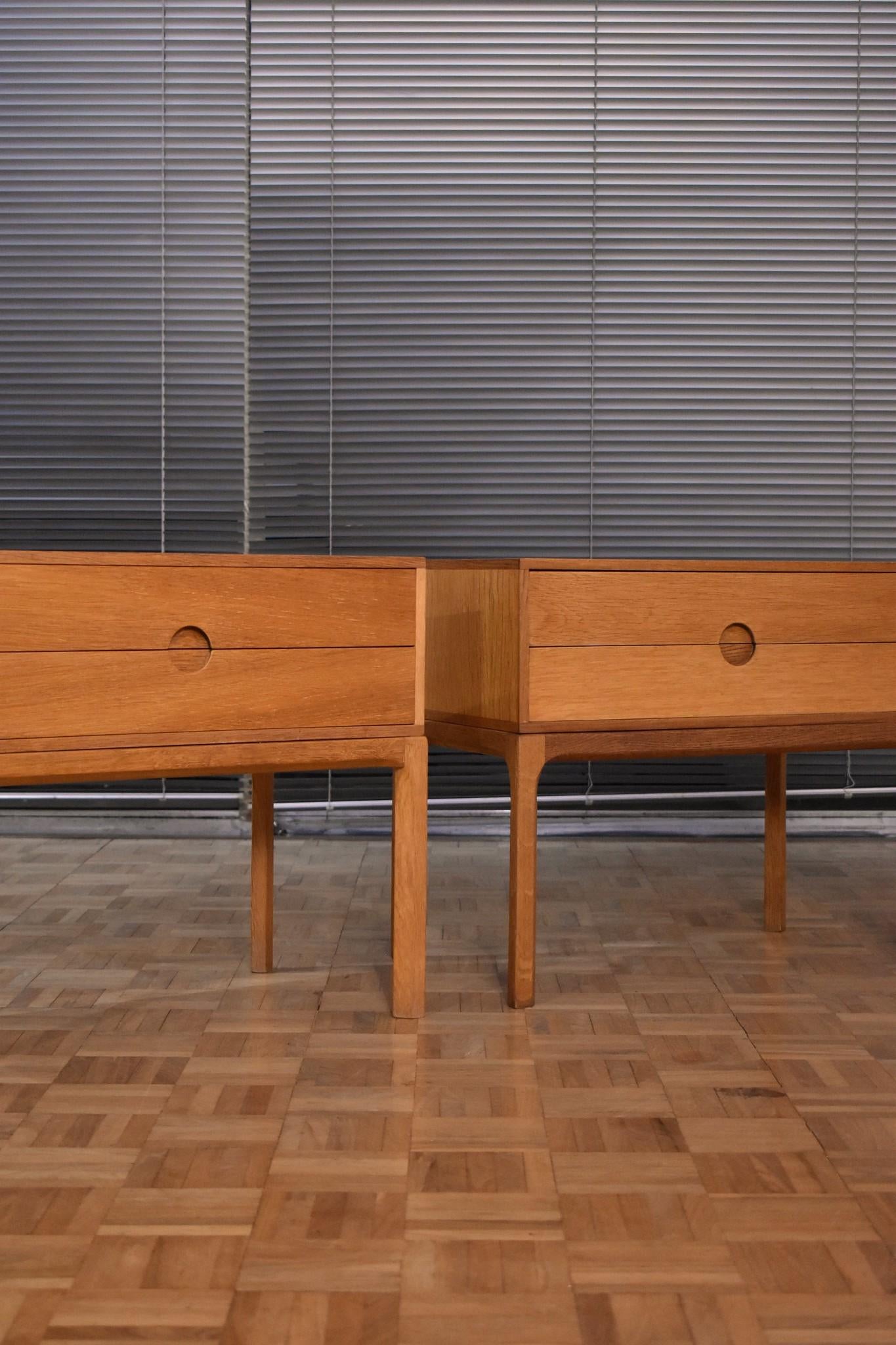 Pair of Model 384 Oak Nightstands by Kai Kristiansen for Aksel Kjersgaard 2