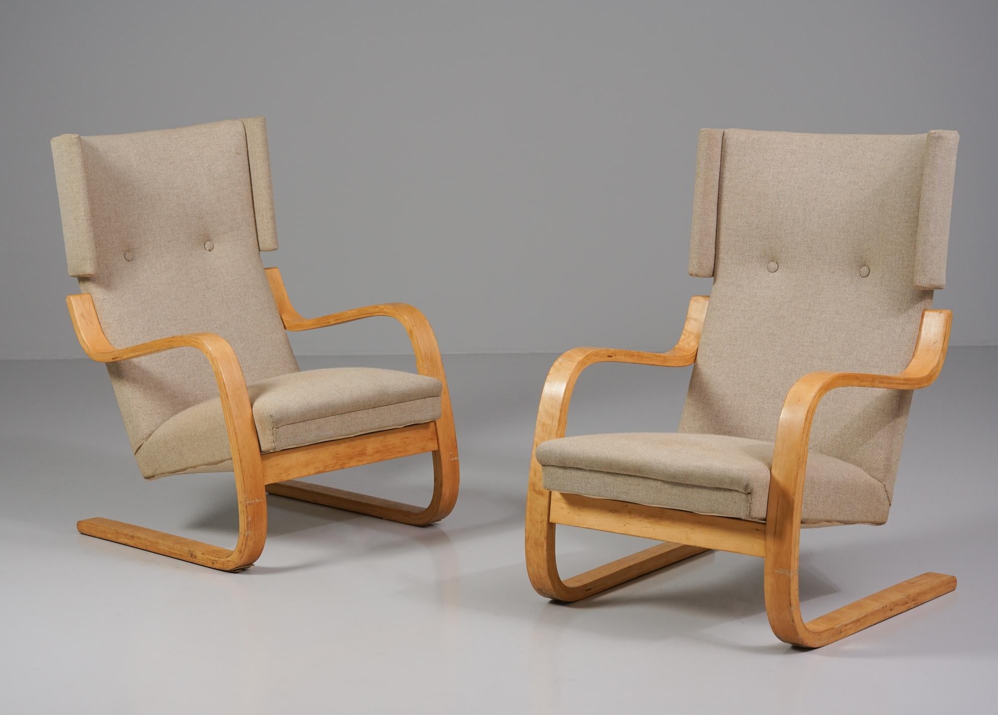 Sesselpaar Model No. 401, Alvar Aalto, Oy Huonekalu- ja Rakennustyötehdas Ab (Skandinavische Moderne) im Angebot