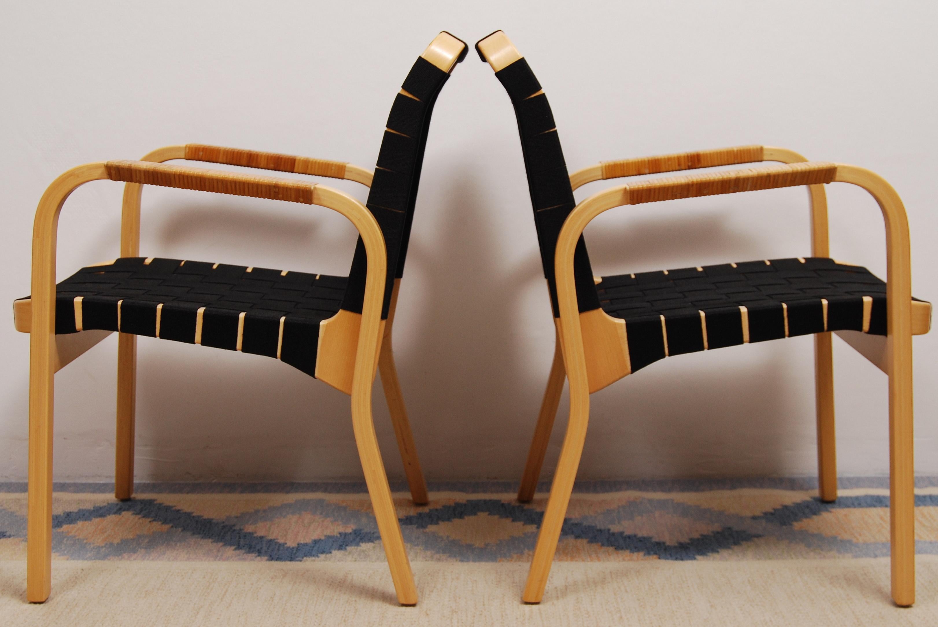 Scandinavian Modern Pair of Model 45 Armchairs by Alvar Aalto for Artek