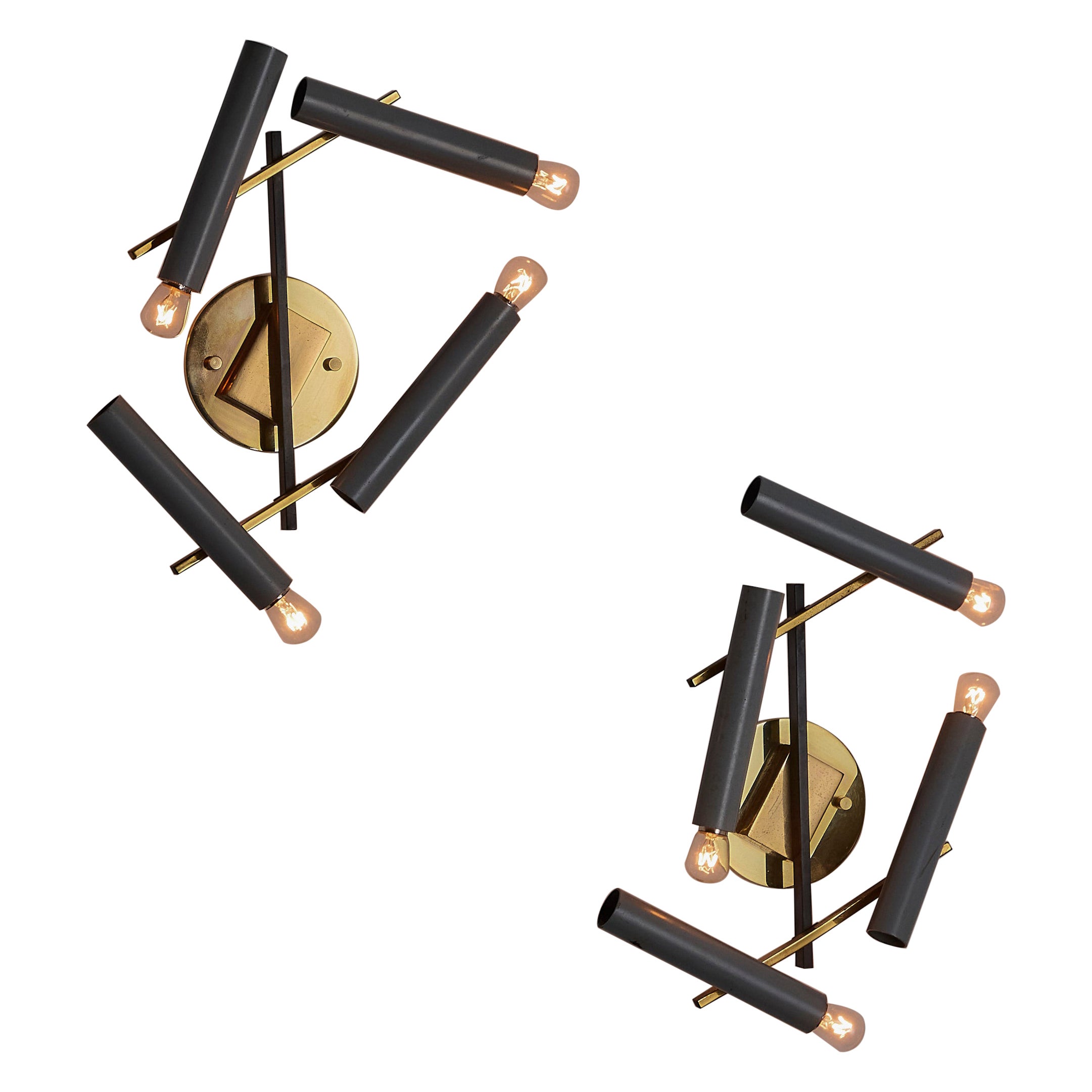 Paire de modèles  Appliques 502/4 d'Oscar Torlasco pour Lumi