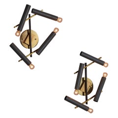 Paire de modèles  Appliques 502/4 d'Oscar Torlasco pour Lumi