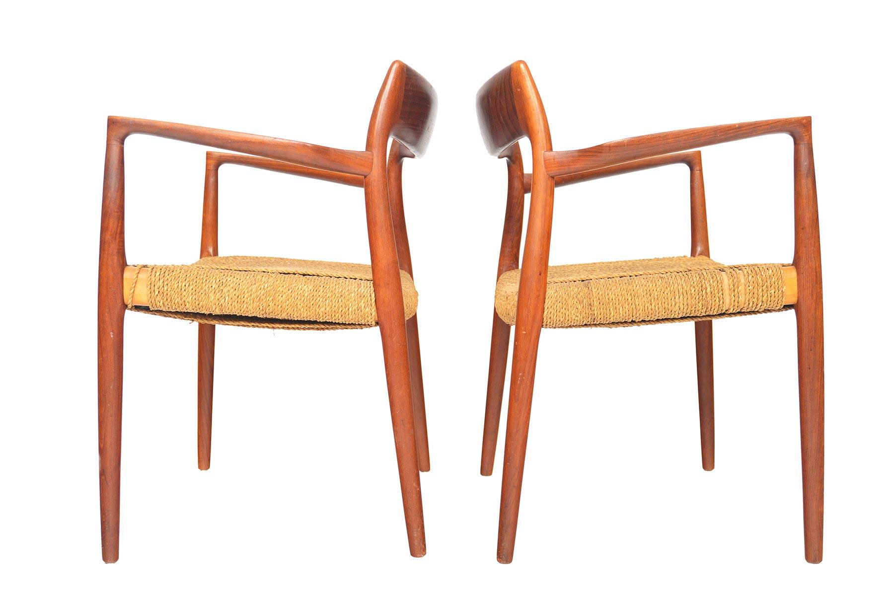 Mid-Century Modern Pair of Model 57 Teak Armchairs by Niels Otto Moller
