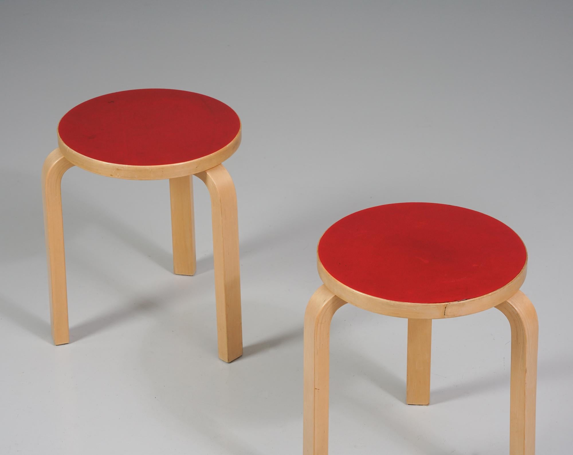 Scandinavian Modern Pair of Model 60 Stools, Alvar Aalto, Artek, 1960s For Sale