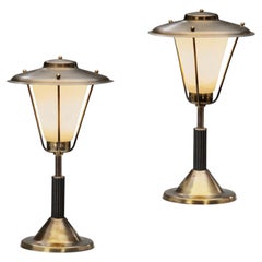 Pair of Model "602" Brass Table Lamps by Elidus, Sweden ca 1940s