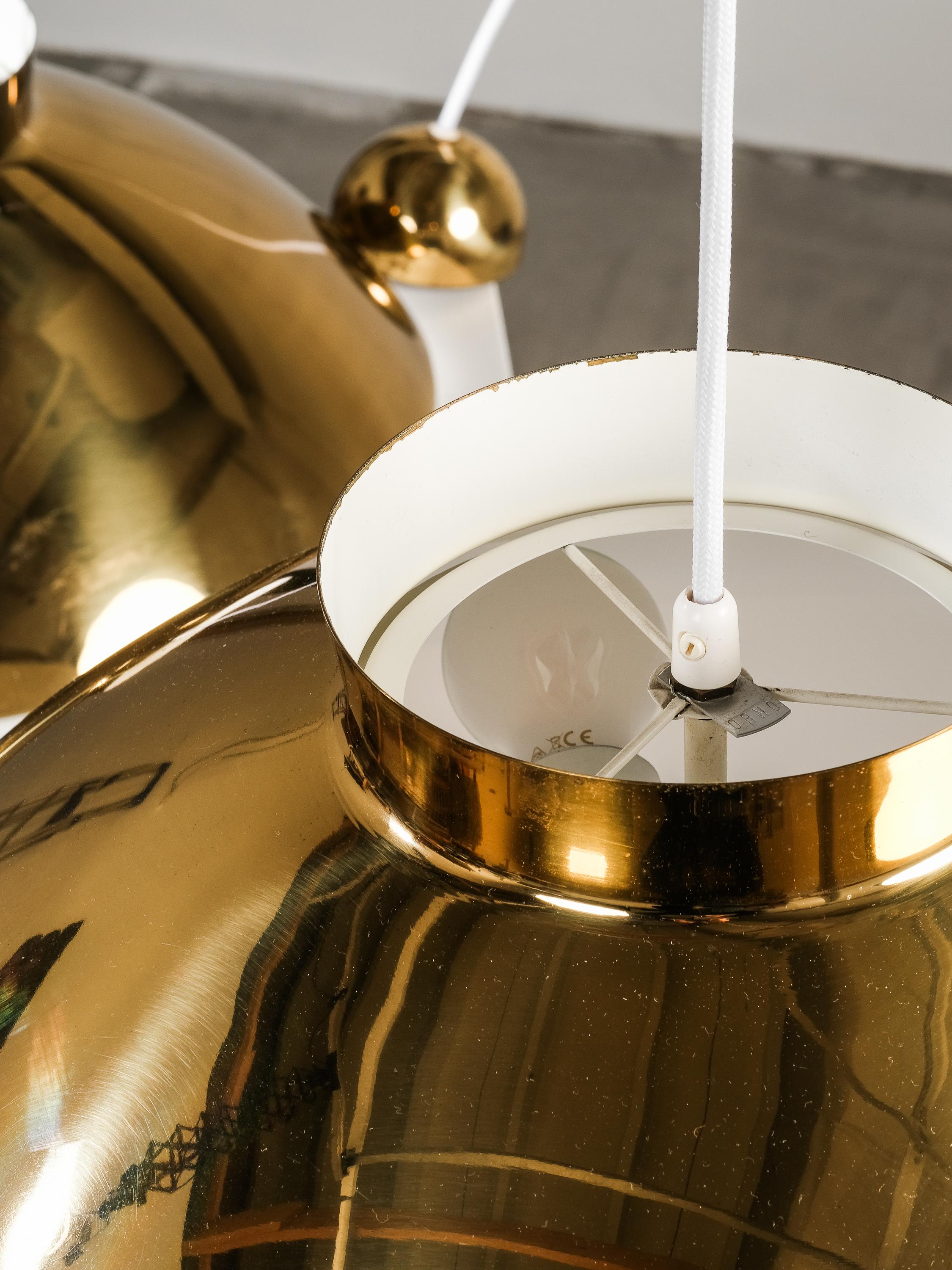 Pair of Model 61-368 Lisa Johansson-Pape Brass Pendants, Orno, Finland, 1950s For Sale 8
