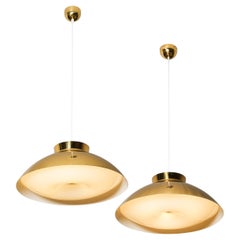 Pair of Model 61-368 Lisa Johansson-Pape Brass Pendants, Orno, Finland, 1950s