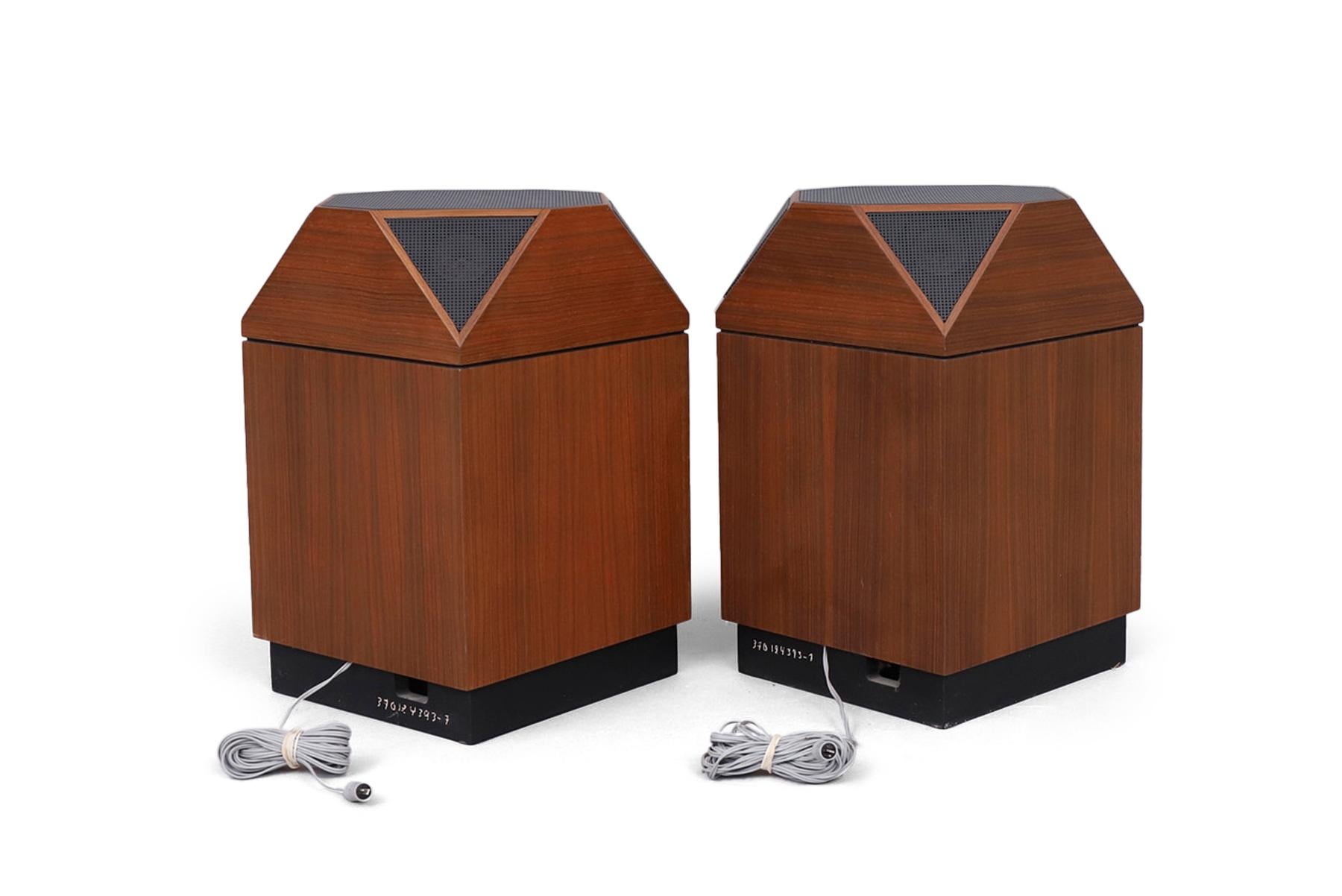 Mid-Century Modern Pair of Model 6361 Teak Speakers by Luxor Brilliant For Sale
