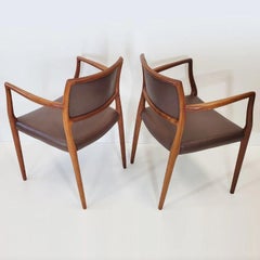Pair of Model 65 Dining Chair in Teak and Leather by Niels Otto Møller