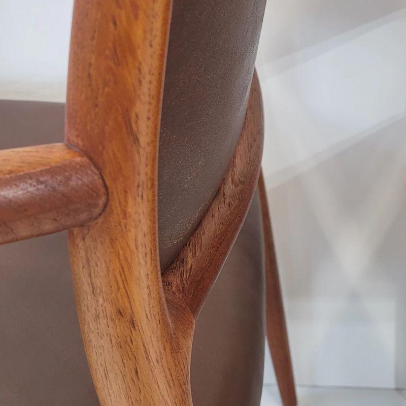 20th Century Pair of Model 65 Dining Chair in Teak and Leather by Niels Otto Møller   For Sale