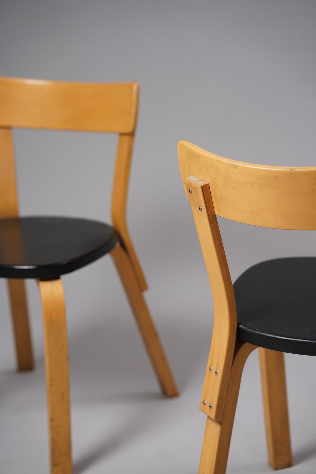 Finnish Pair of Model 69 Chairs, Alvar Aalto, Artek, 1960s