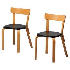 Pair of Model 69 Chairs, Alvar Aalto, Artek, 1960s