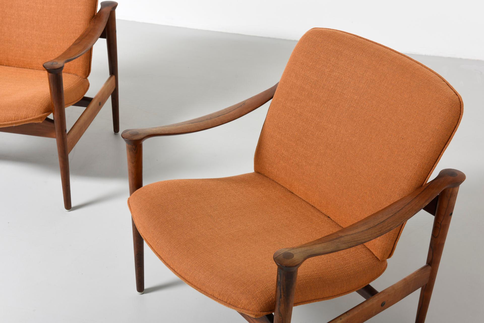 Pair of Model 711 Rosewood Armchairs by Fredrik A. Kayser, 1950s 1
