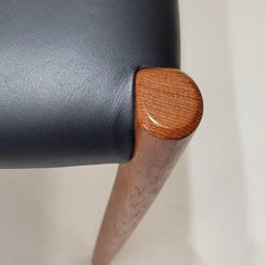 Pair of Model 80A Stool in Teak with Black Leather Seat by Niels Otto Møller