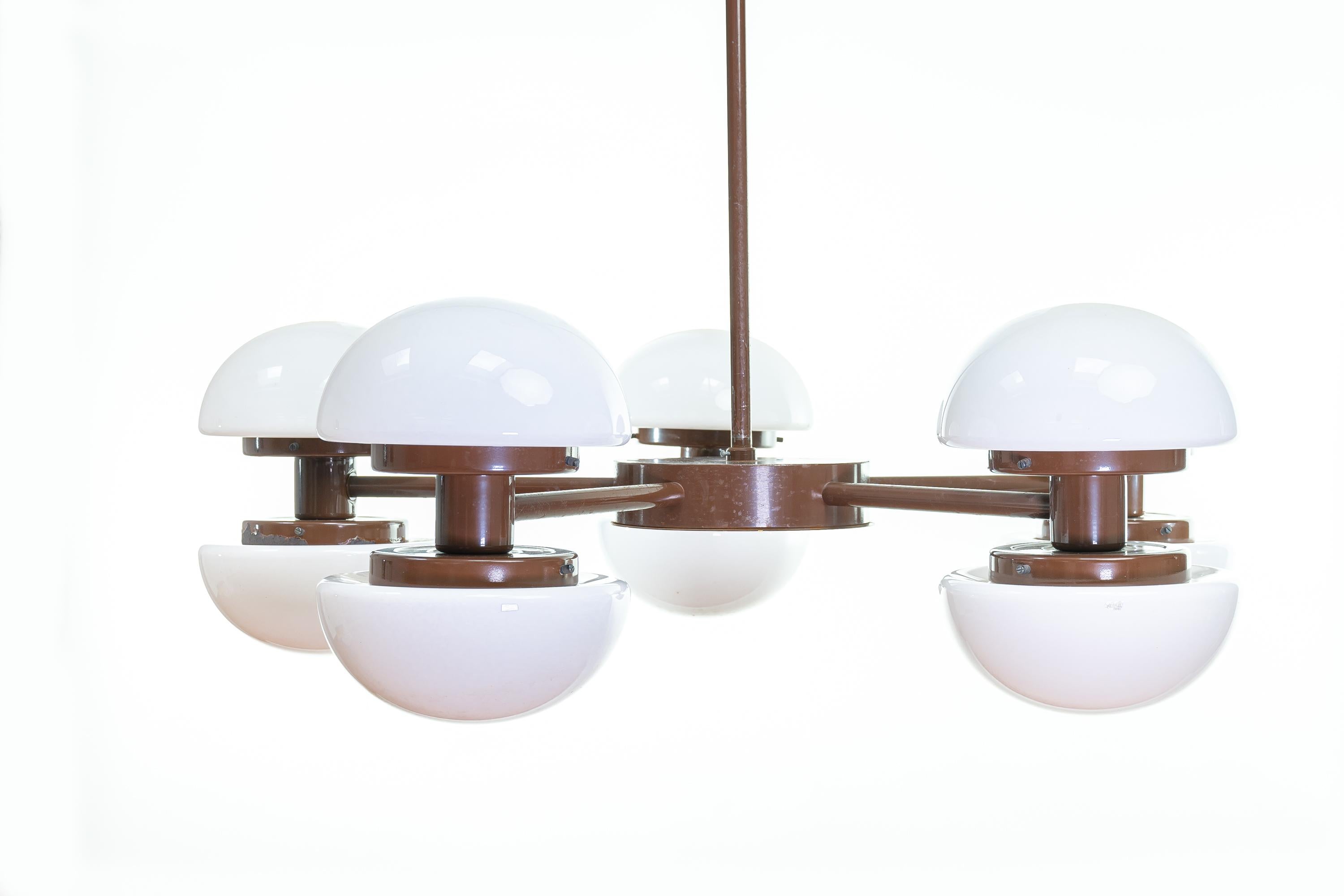 Scandinavian Modern Pair of Model Bau Ceiling Lamps, Klaus Michalik, Orno, 1960s