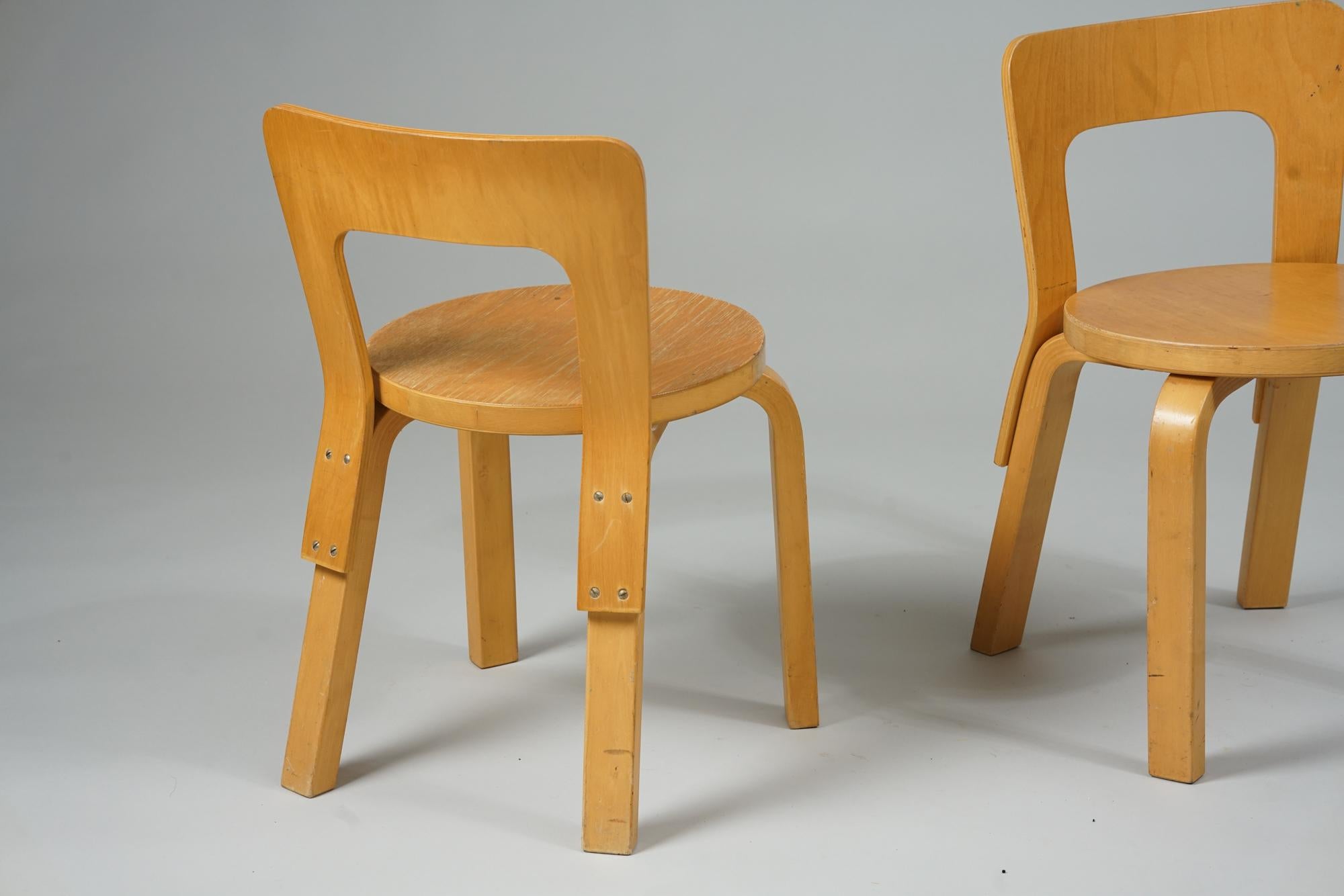 Pair of Model N65 Children's Chairs, Alvar Aalto, Artek, 1960s 1