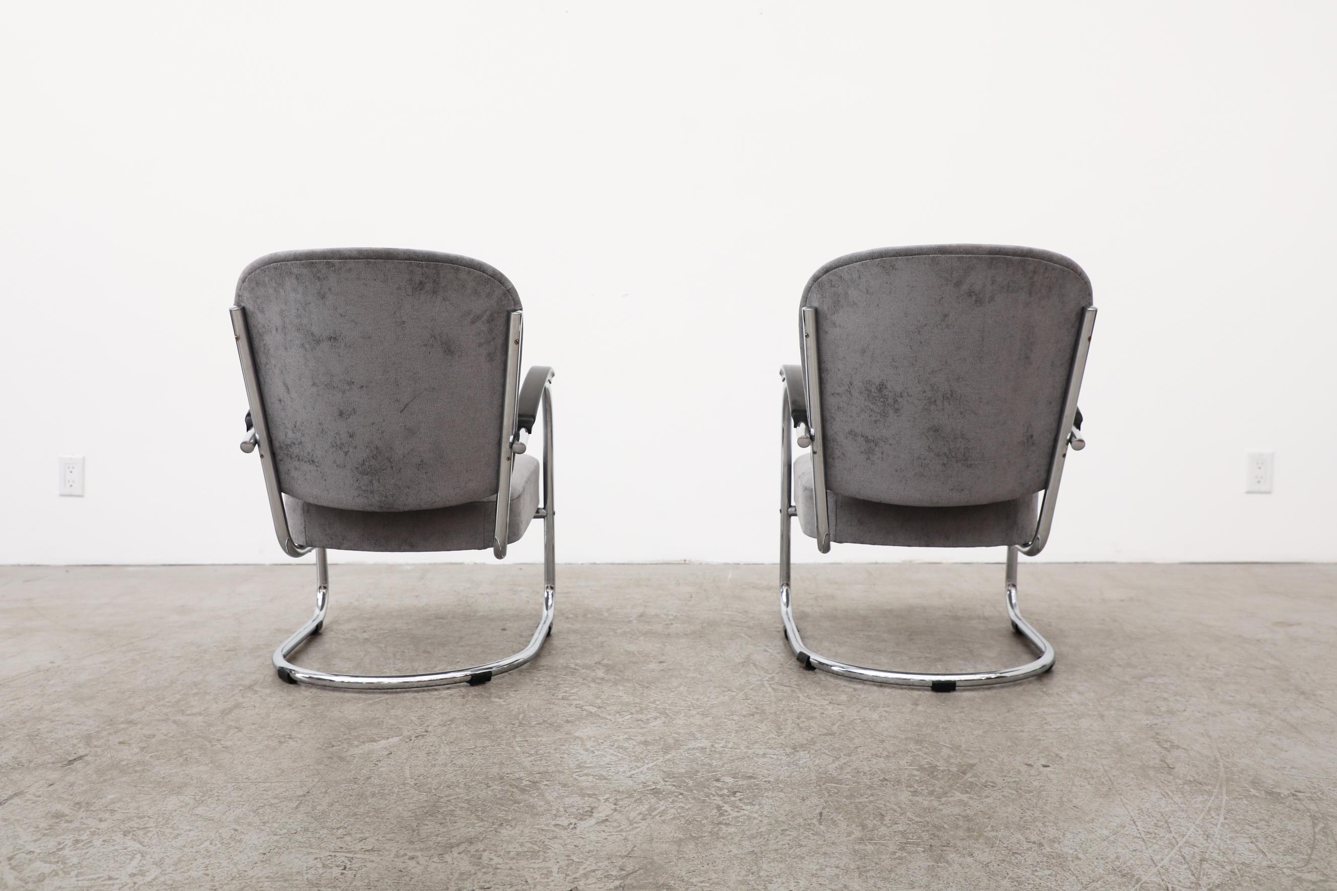 Chrome Pair of Model no. 436 Bauhaus Lounge Chairs by Paul Schuitema, 1930's