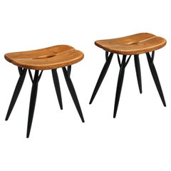 Pair of Model Pirkka Stools, Ilmari Tapiovaara, Laukaan Puu, Finland, 1950s