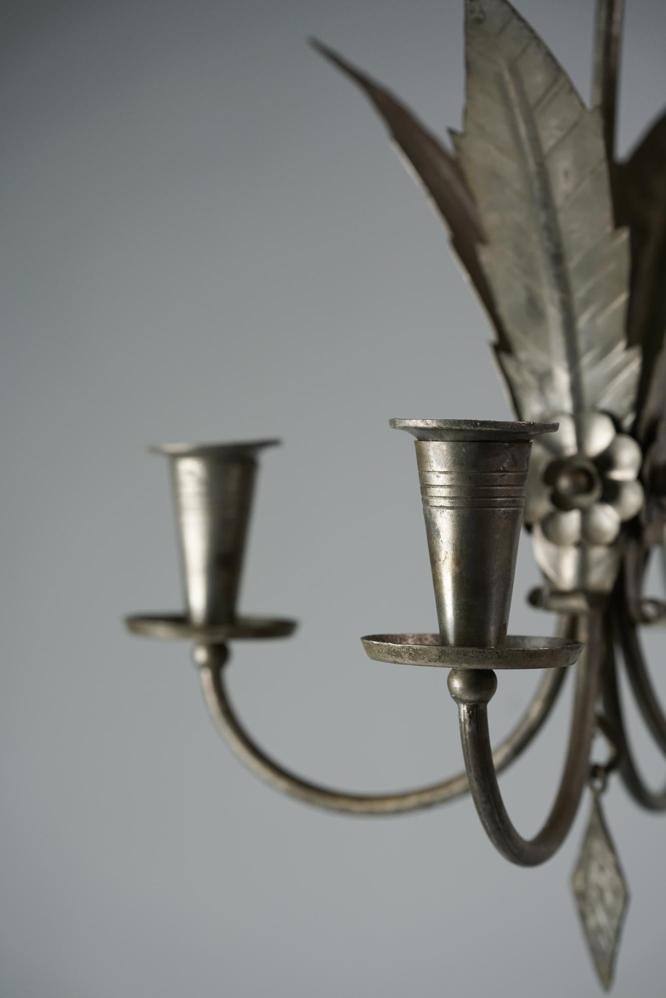 Finnish Pair of Model R3/1703 Chandeliers by Paavo Tynell for Taito Oy, 1930s For Sale