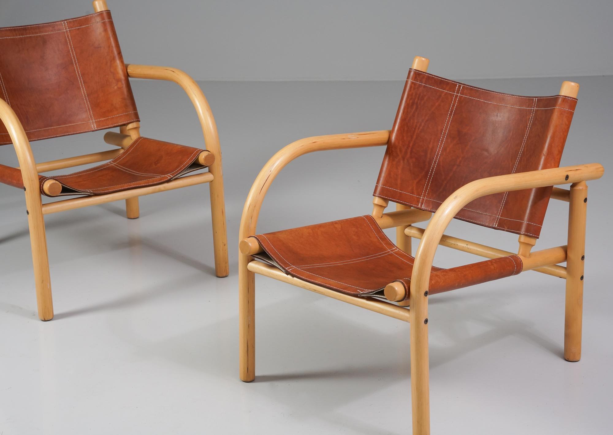 Scandinavian Modern Pair of Model Safari Lounge Chairs, Ben af Schultén, Artek, 1970s For Sale