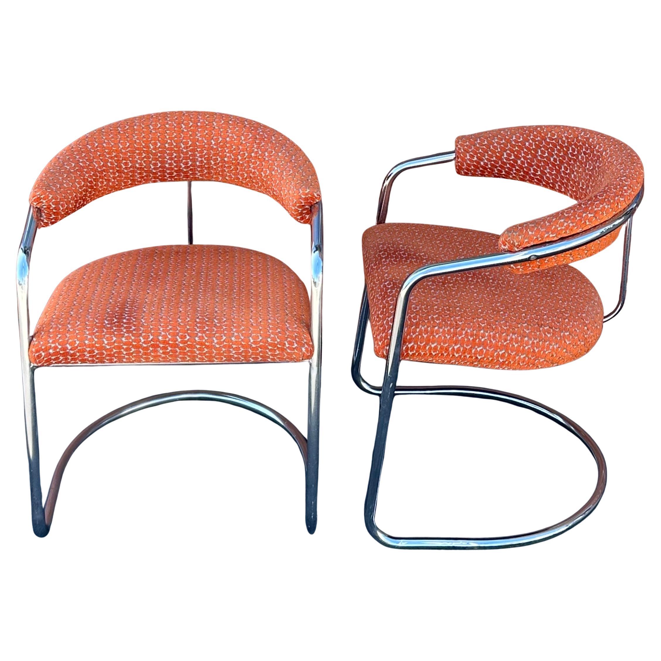 Mid-Century Modern Pair of Model SS33 Chrome Bauhaus Style Arm Chairs by Anton Lorenz for Thonet For Sale
