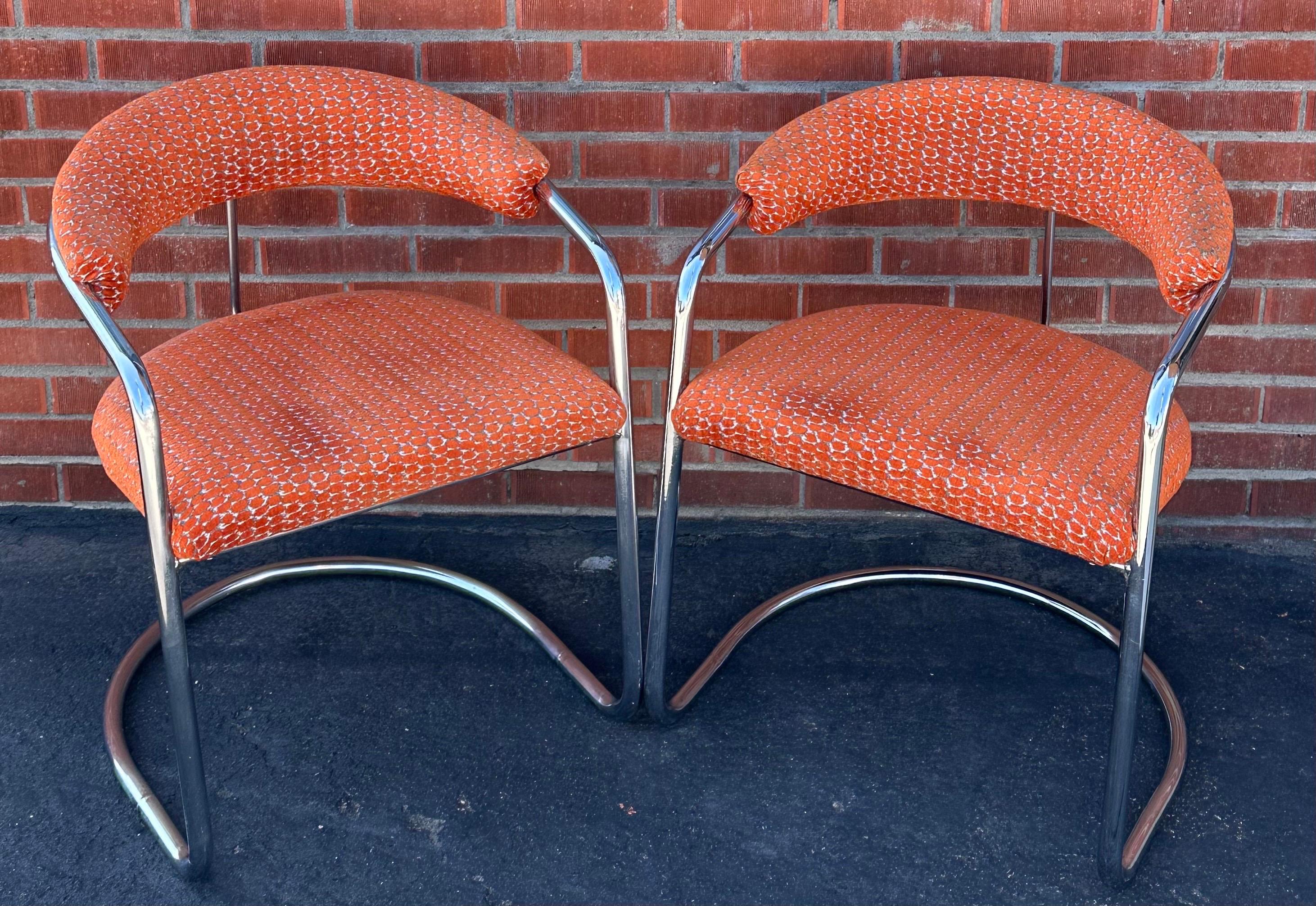 Pair of Model SS33 Chrome Bauhaus Style Arm Chairs by Anton Lorenz for Thonet In Good Condition For Sale In San Diego, CA