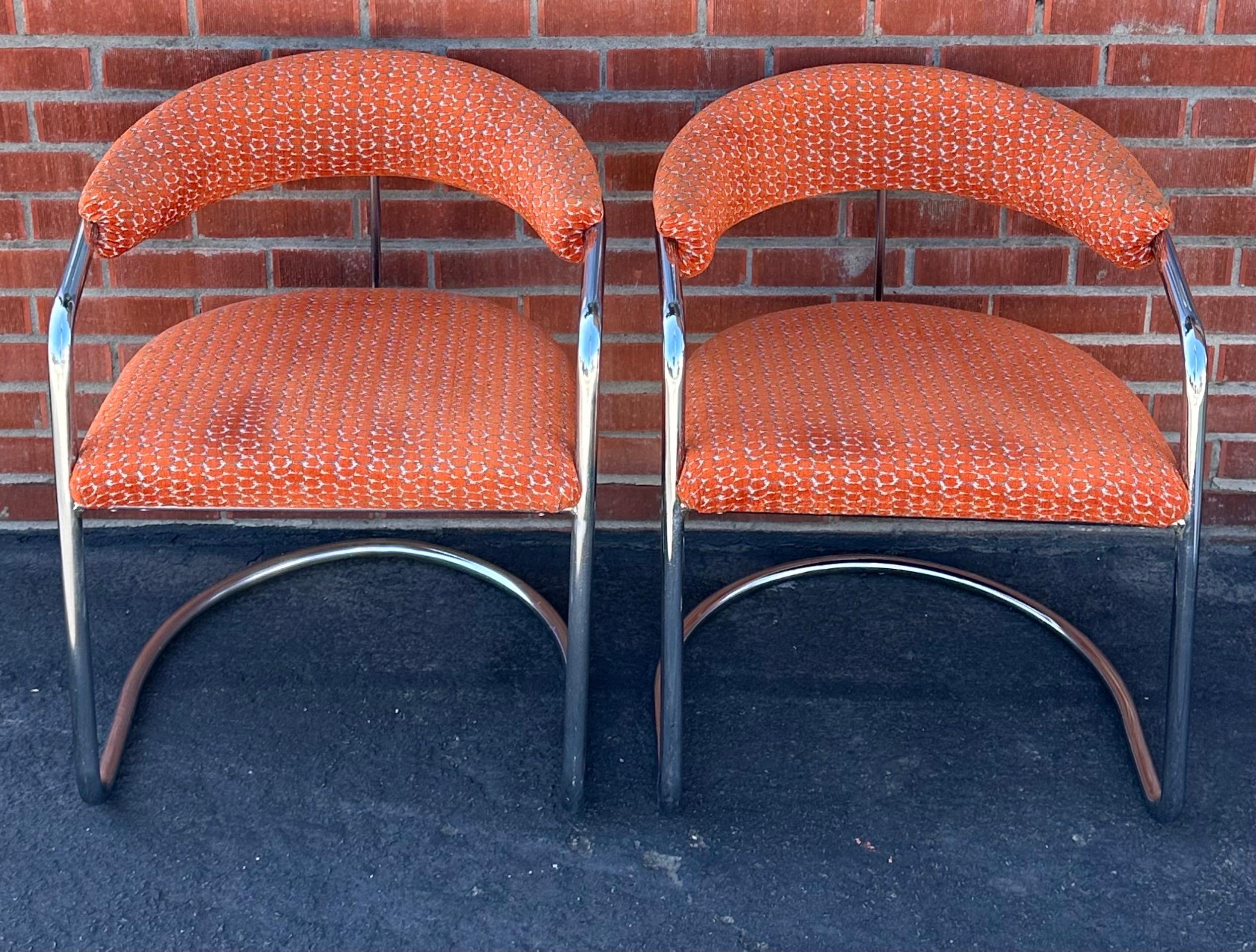 20th Century Pair of Model SS33 Chrome Bauhaus Style Arm Chairs by Anton Lorenz for Thonet For Sale