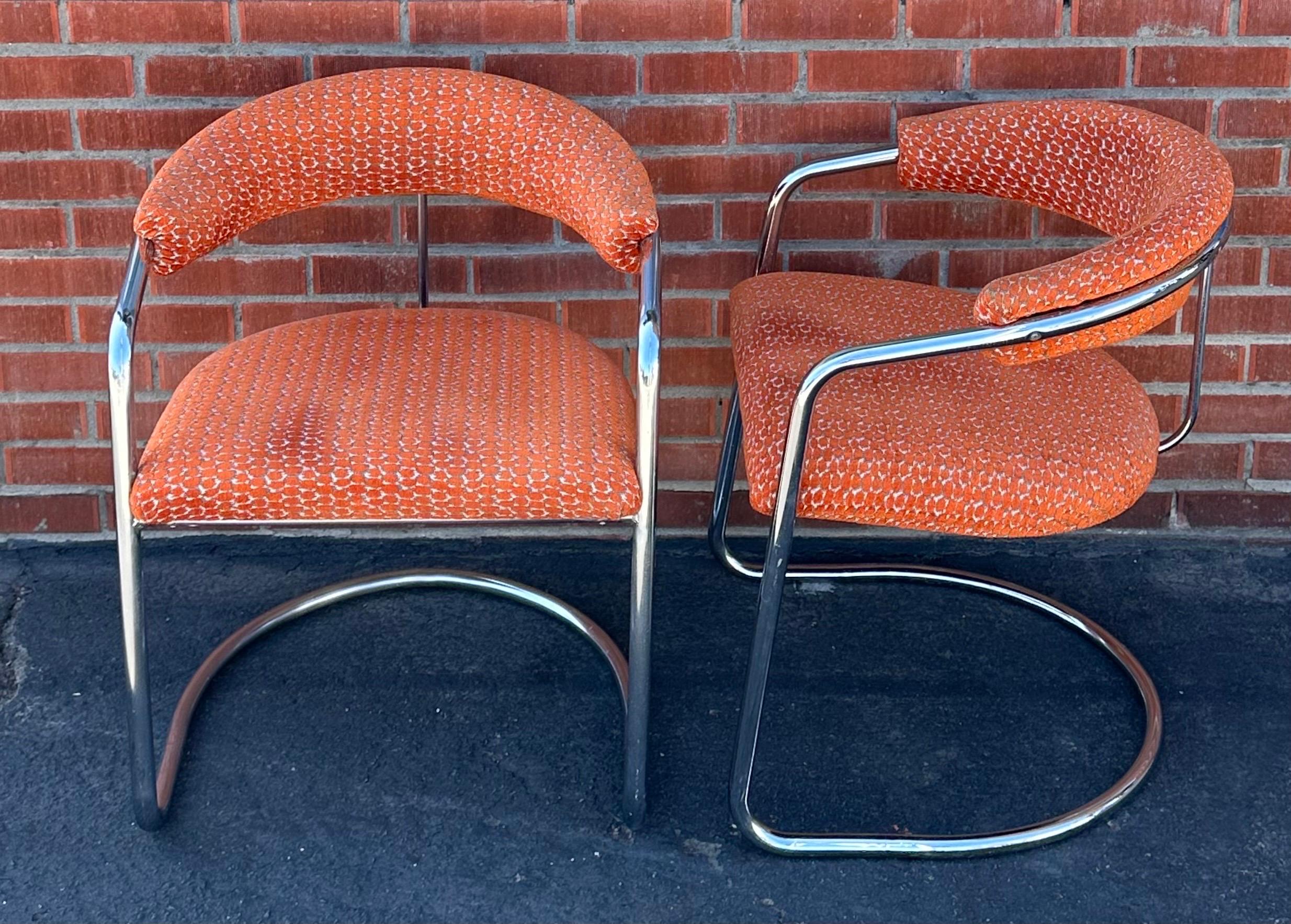 Pair of Model SS33 Chrome Bauhaus Style Arm Chairs by Anton Lorenz for Thonet For Sale 1