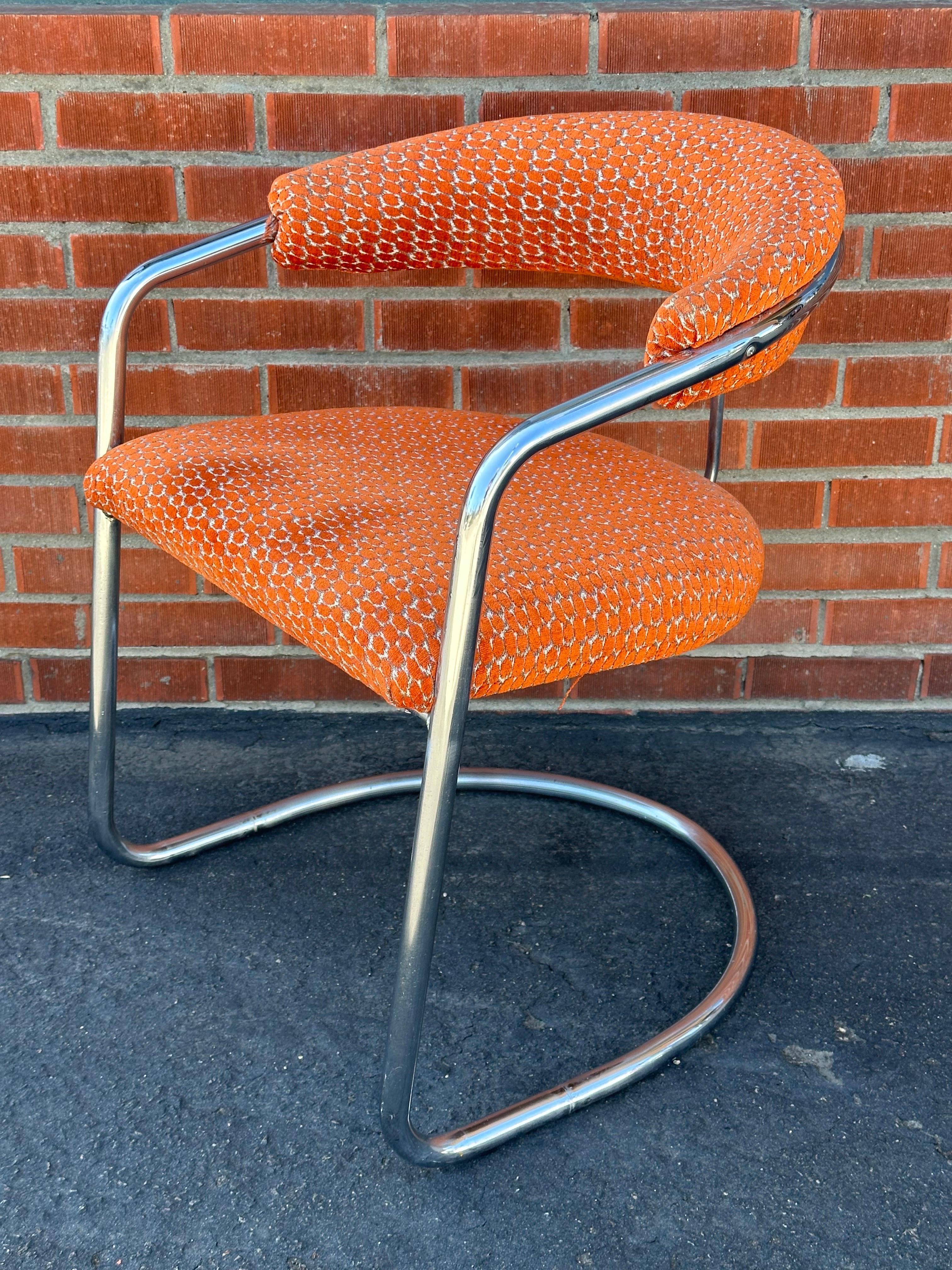 Pair of Model SS33 Chrome Bauhaus Style Arm Chairs by Anton Lorenz for Thonet For Sale 2