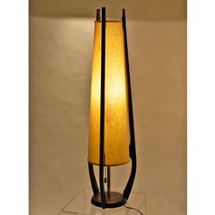 Pair of Modeline Sculpted Spire Cone Shade Walnut Table Lamp, circa 1950s