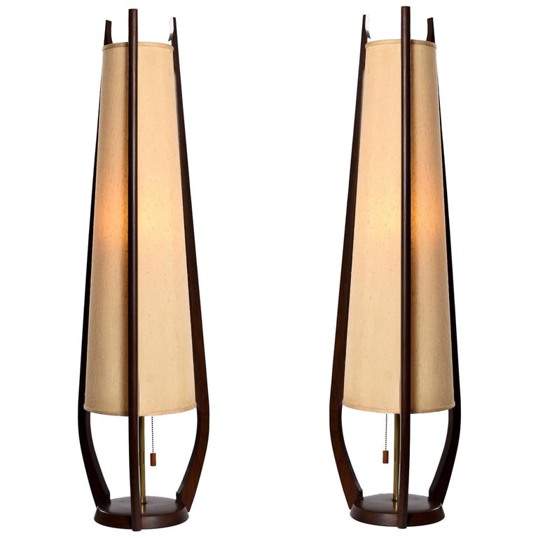 Pair Of Modeline Sculpted Spire Cone, Tall Cone Table Lamp Shade