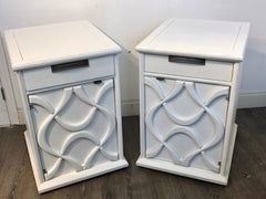 Pair of Moderage Sculptural Parzinger White Lacquered King Size Nightstands