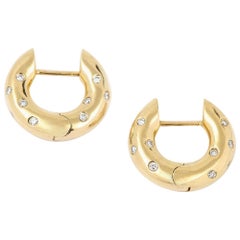Pair of Modern 18 Karat Gold Diamond Set Hoop Earrings
