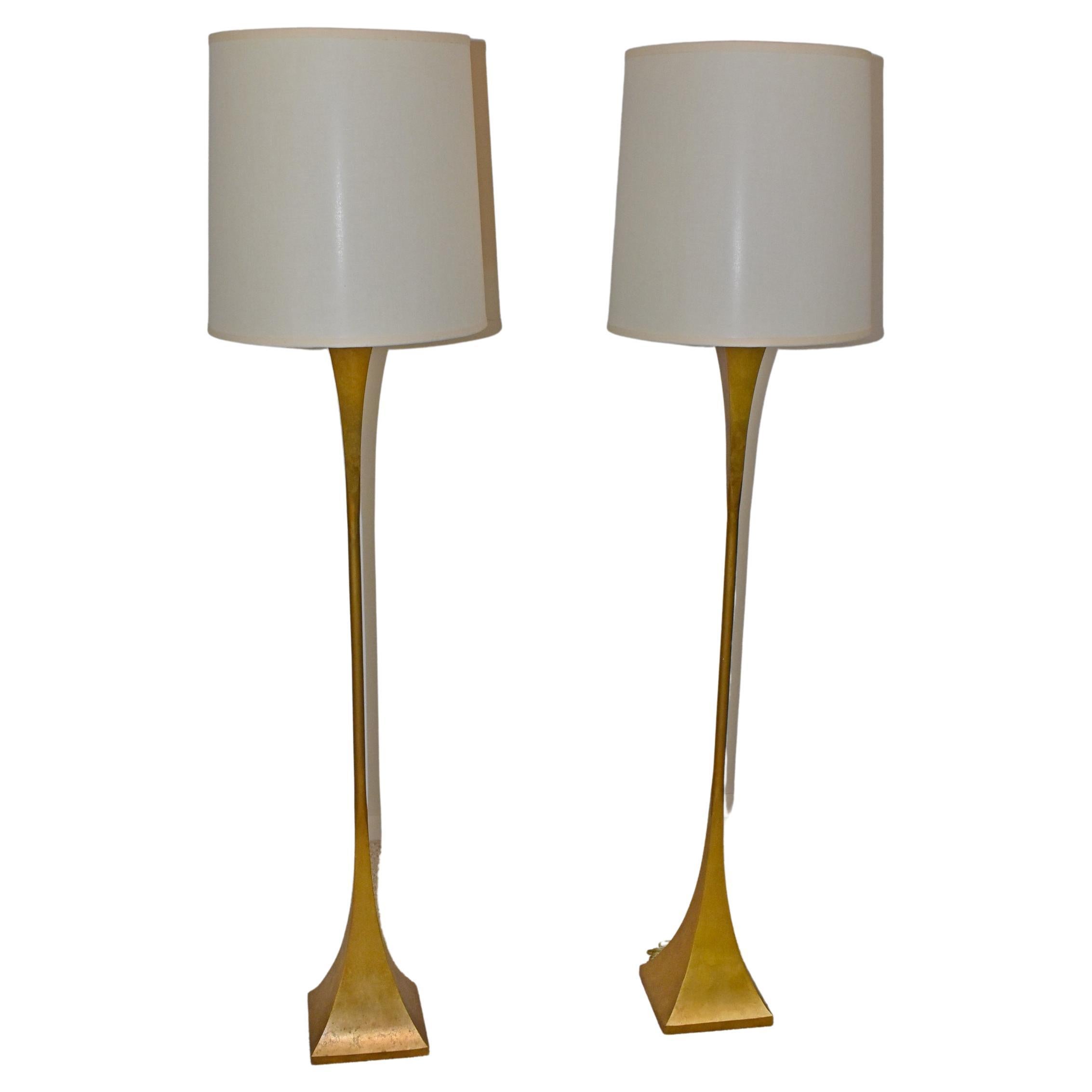 Pair of 62" Modern Brass Floor Lamps by Tonello and Montagna Grillo