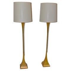 Pair of 62" Modern Brass Floor Lamps by Tonello and Montagna Grillo