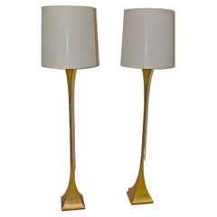 Vintage Pair of 62" Modern Brass Floor Lamps by Tonello and Montagna Grillo