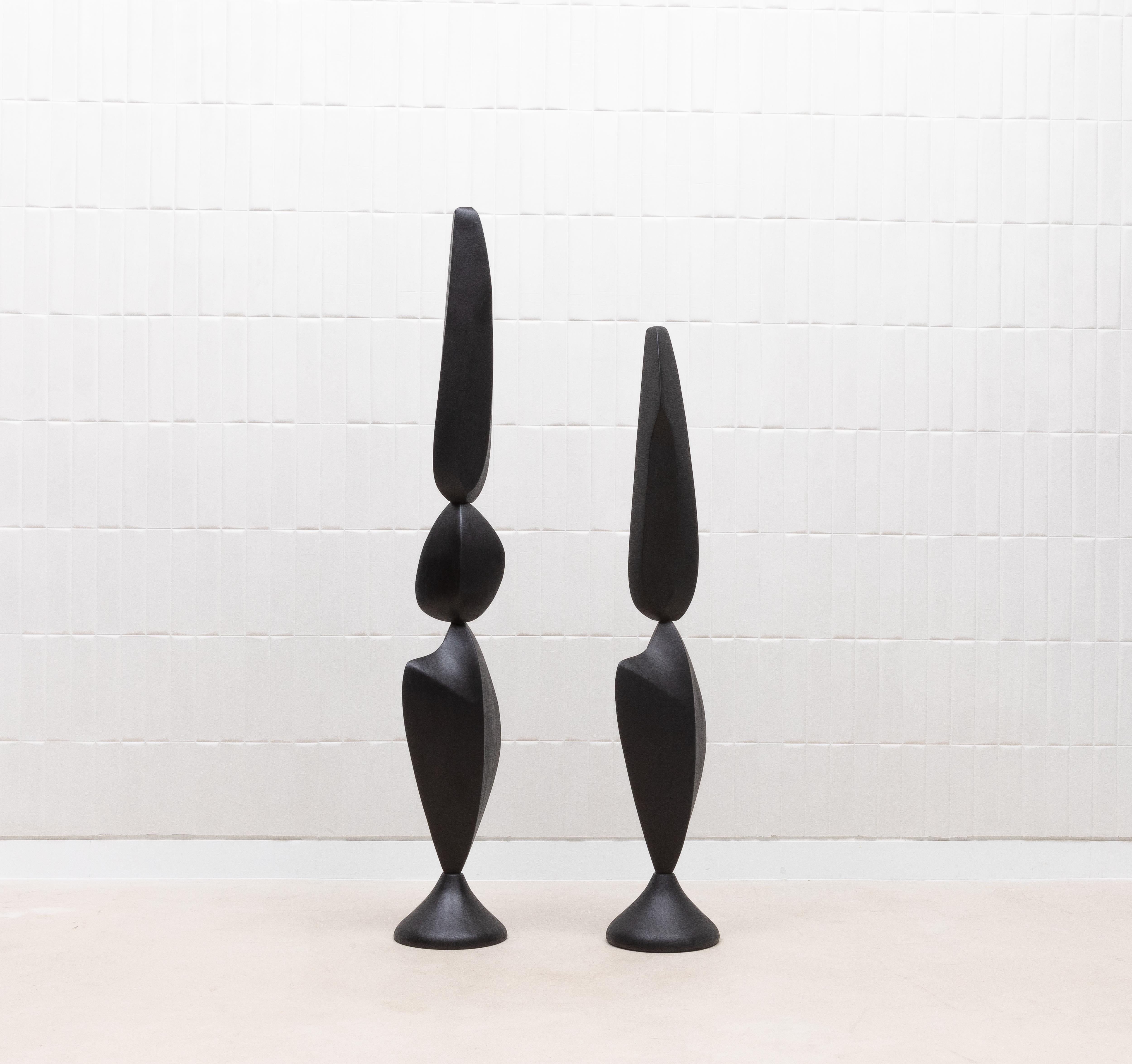 Filippino Coppia di sculture astratte moderne XL in Oak di Patrick Coard Paris in vendita