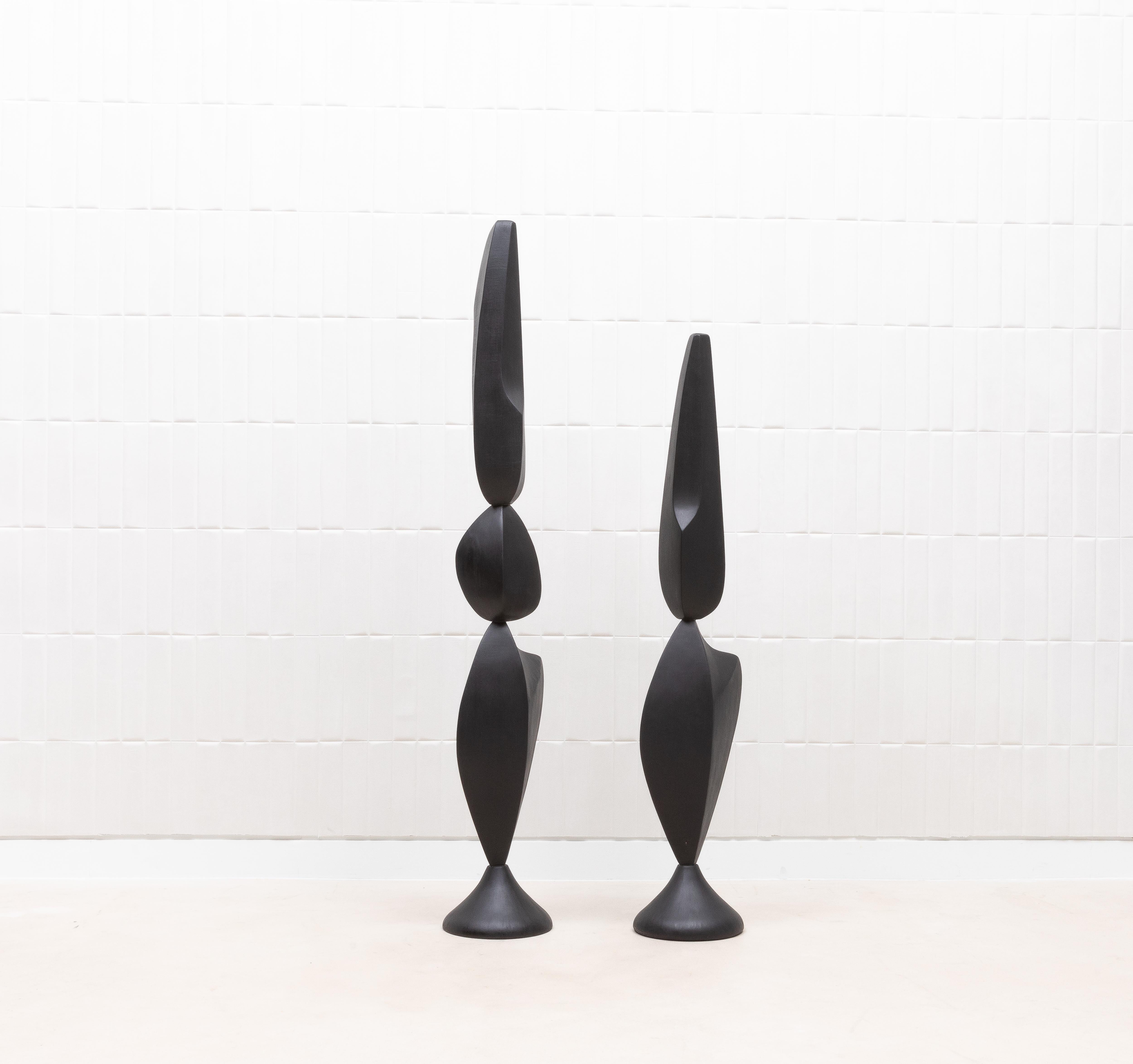 Quercia Coppia di sculture astratte moderne XL in Oak di Patrick Coard Paris in vendita