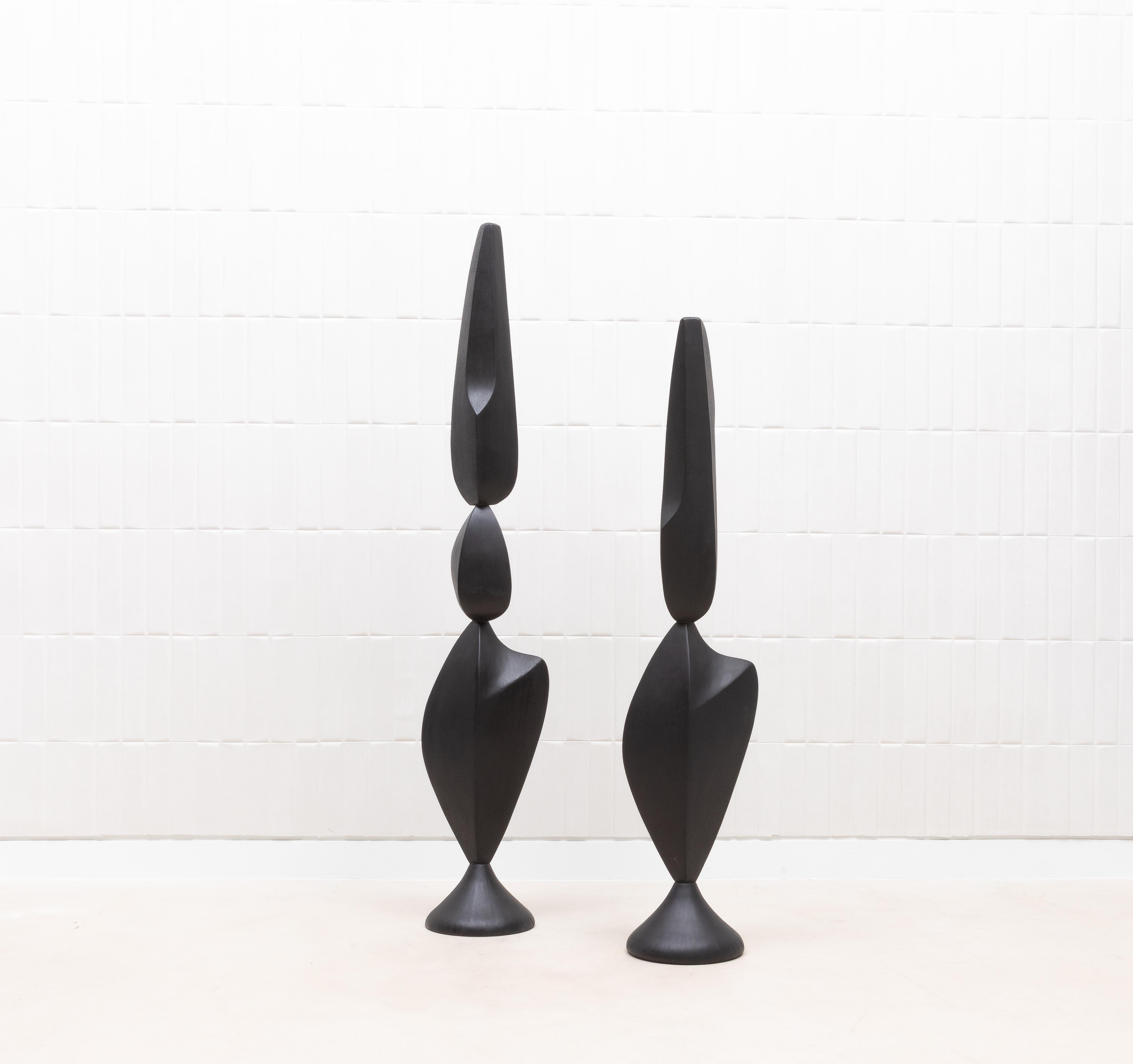 Coppia di sculture astratte moderne XL in Oak di Patrick Coard Paris in vendita 1