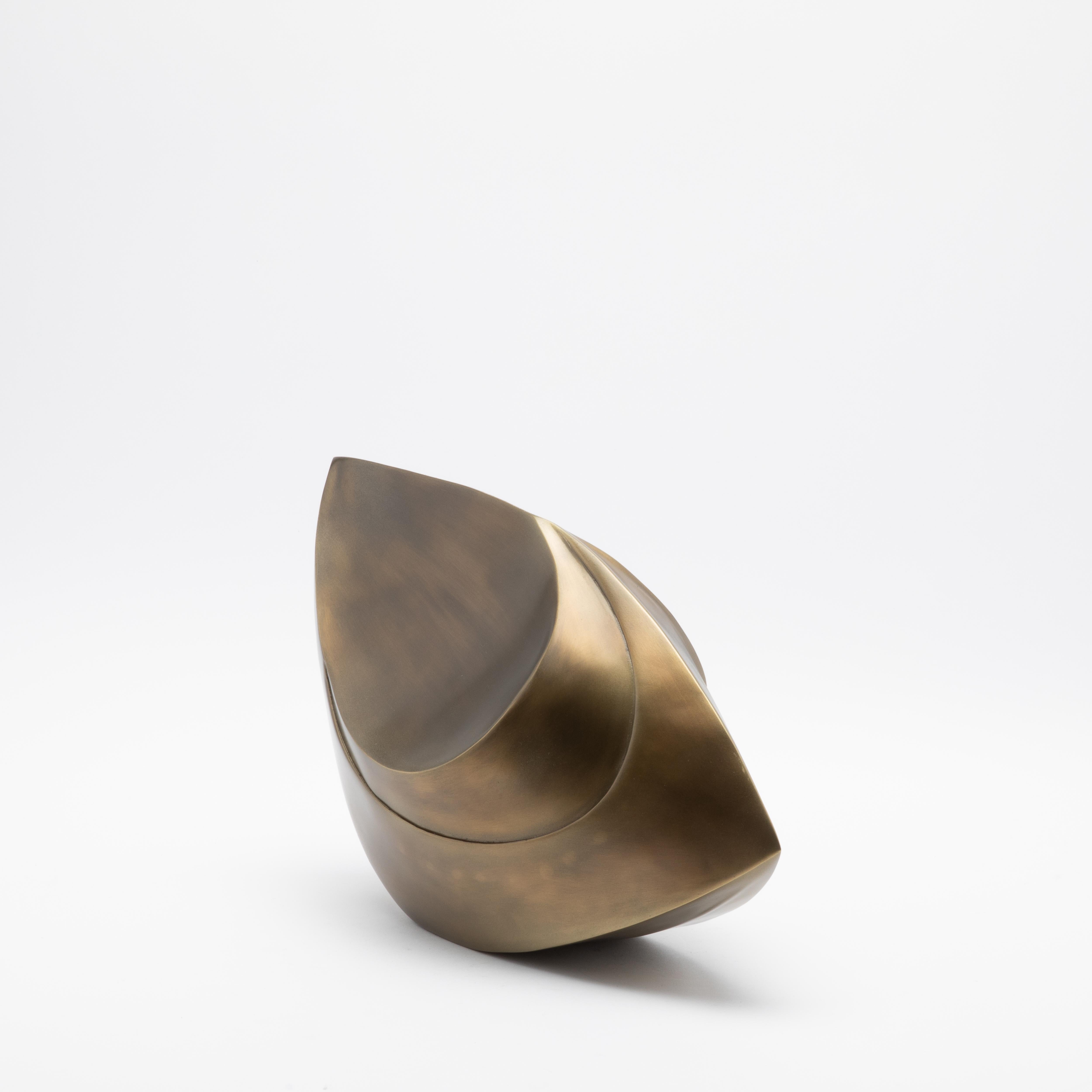 Paire de Sculptures Modernes Abstraites en Bronze Patina Brass par Patrick Coard Paris en vente 2