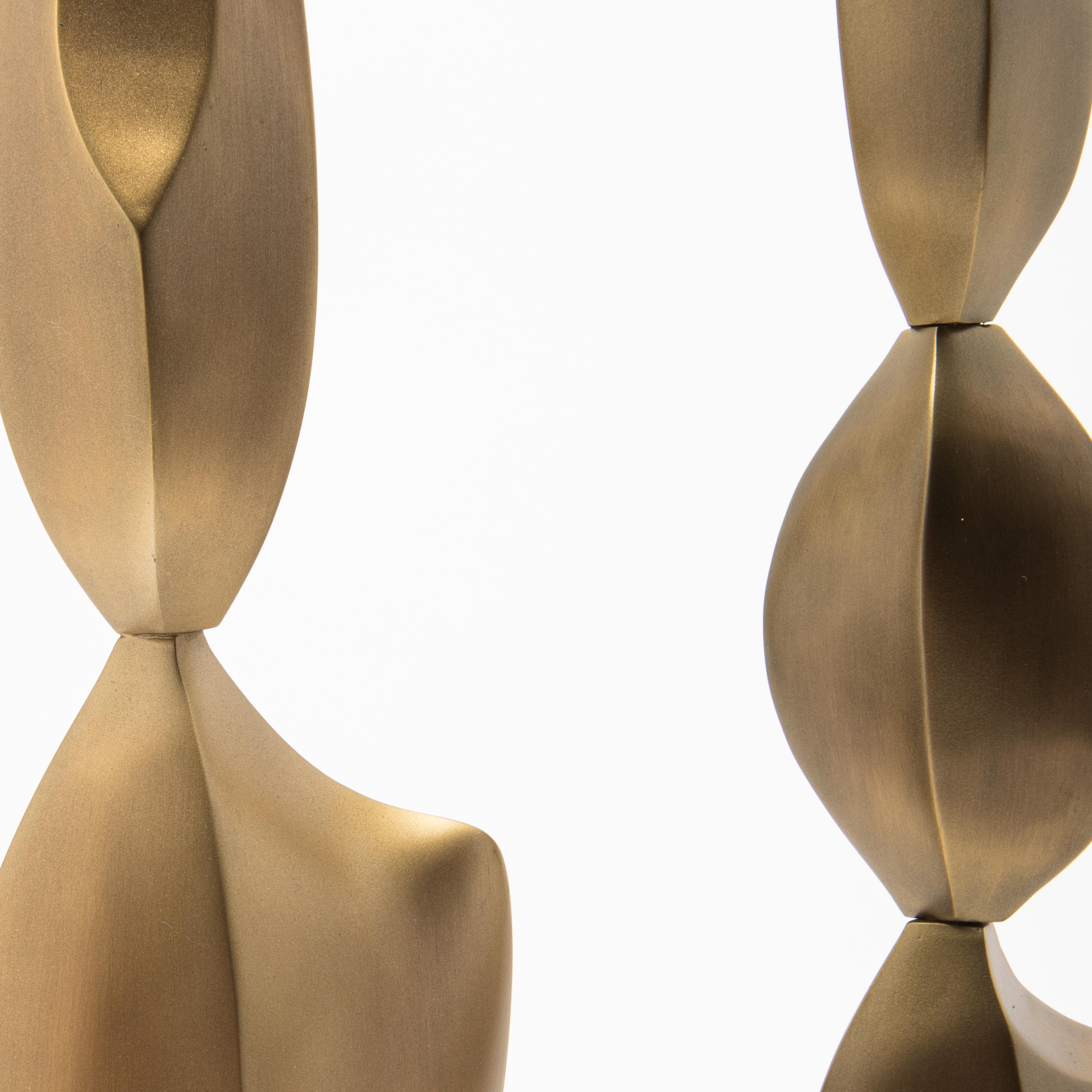 Paire de Sculptures Modernes Abstraites en Bronze Patina Brass par Patrick Coard Paris en vente 2