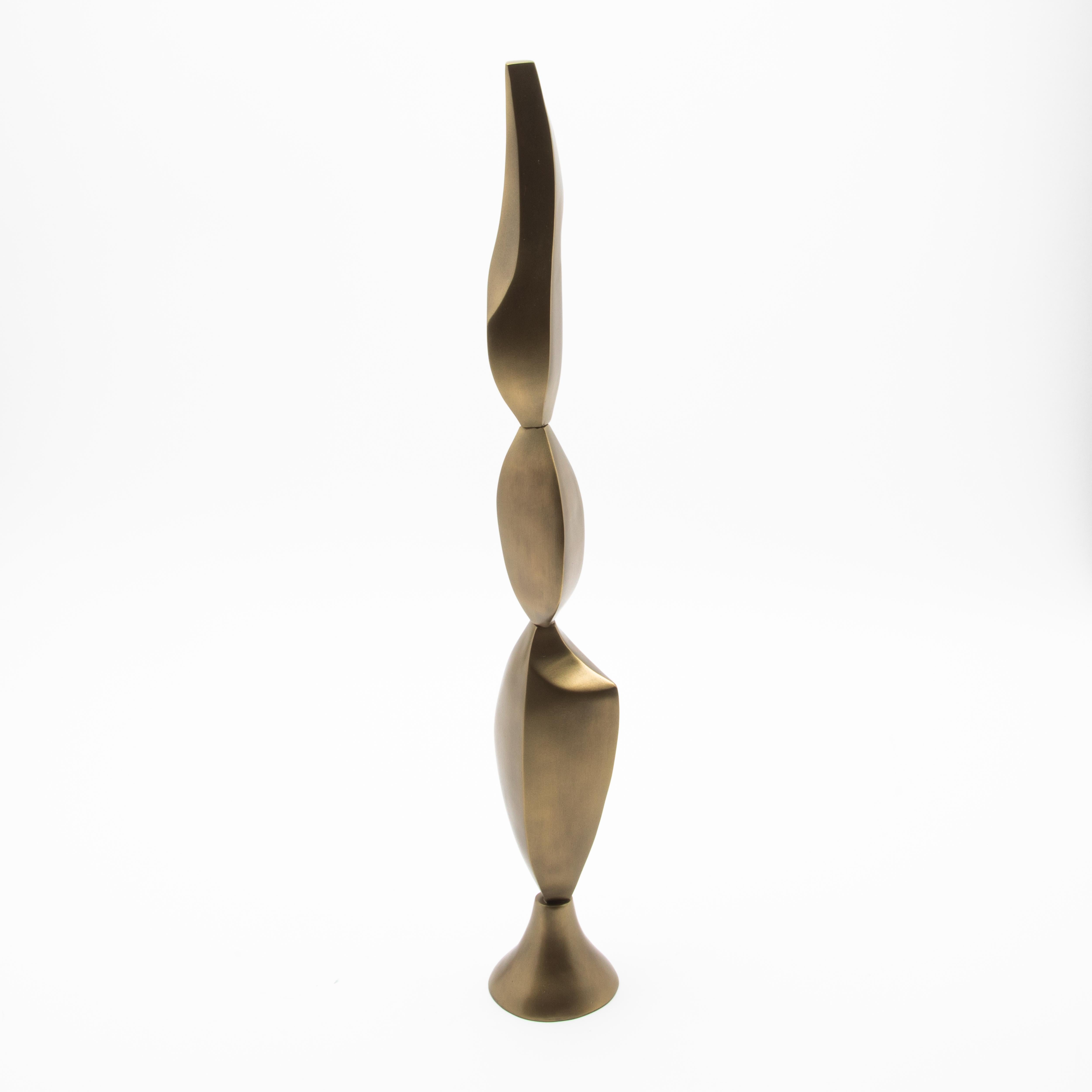 Paire de Sculptures Modernes Abstraites en Bronze Patina Brass par Patrick Coard Paris en vente 5