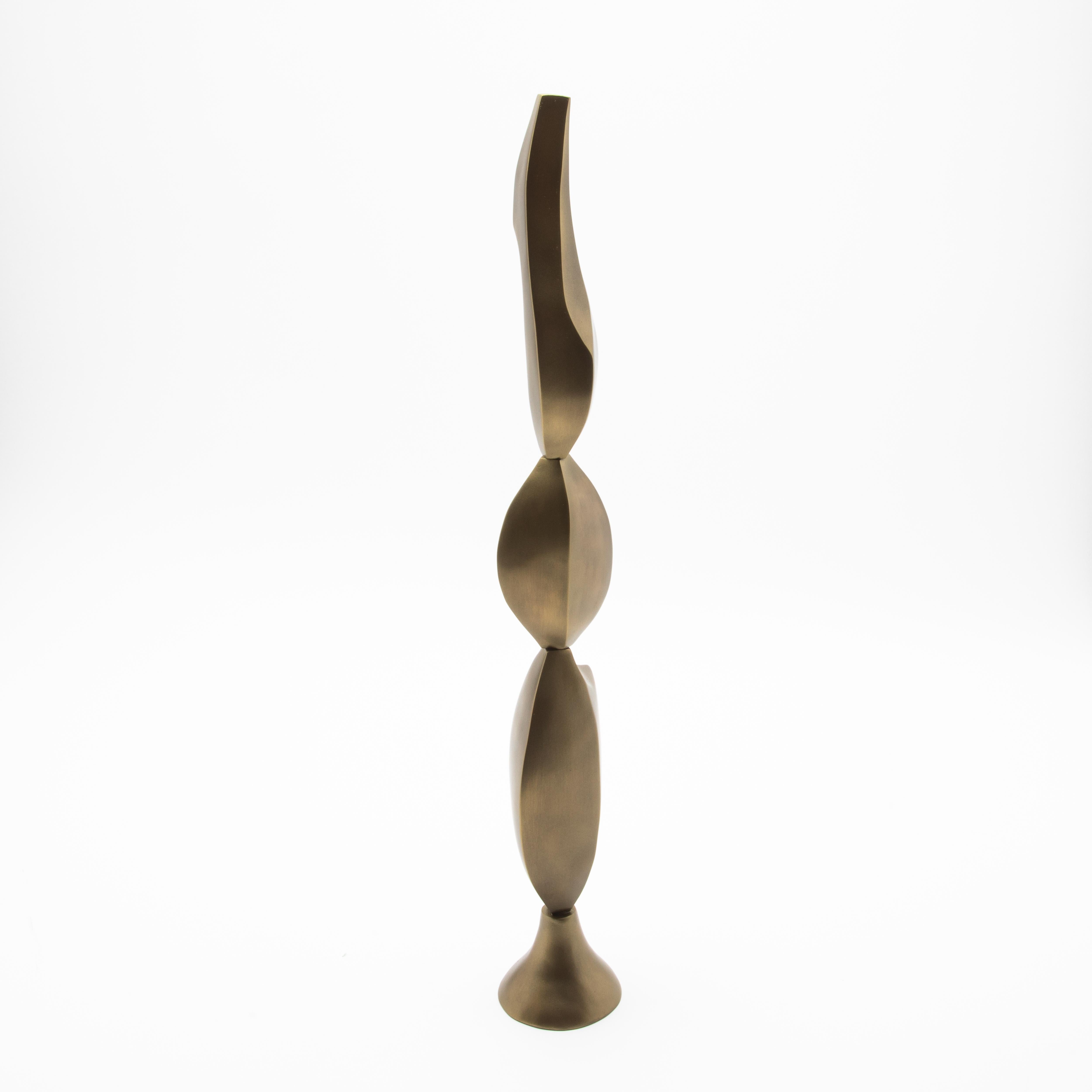 Paire de Sculptures Modernes Abstraites en Bronze Patina Brass par Patrick Coard Paris en vente 6
