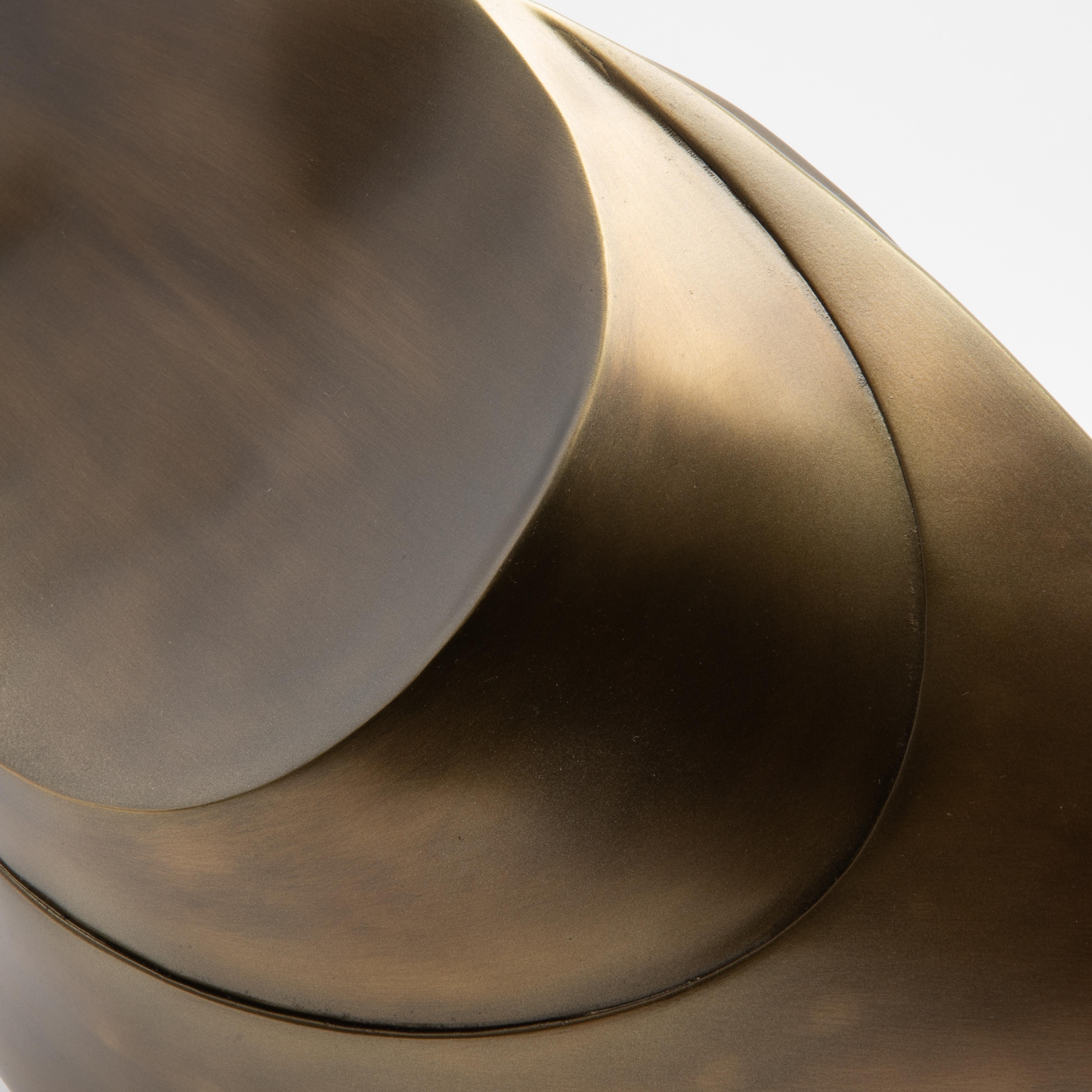 Paire de Sculptures Modernes Abstraites en Bronze Patina Brass par Patrick Coard Paris en vente 7