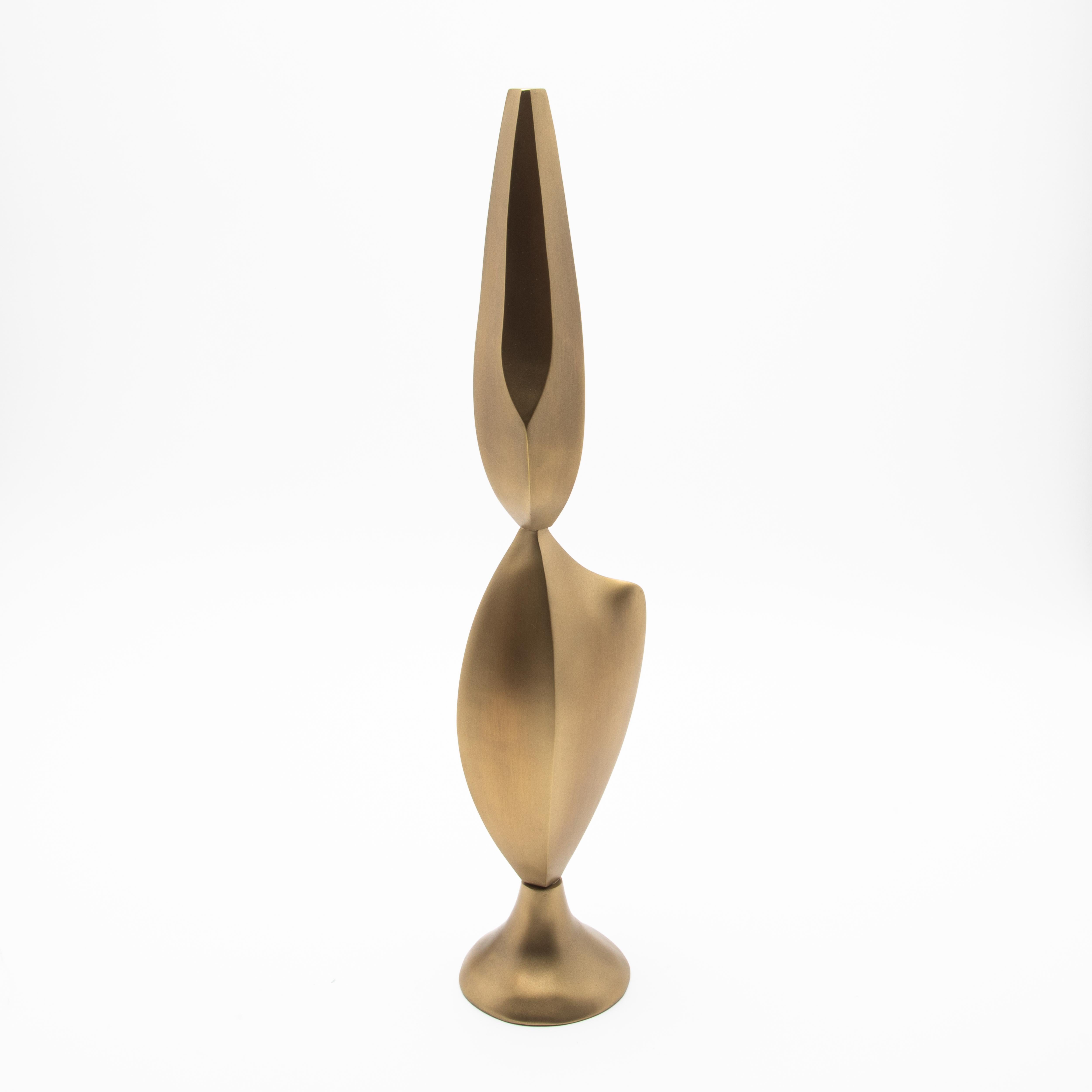 Paire de Sculptures Modernes Abstraites en Bronze Patina Brass par Patrick Coard Paris en vente 7