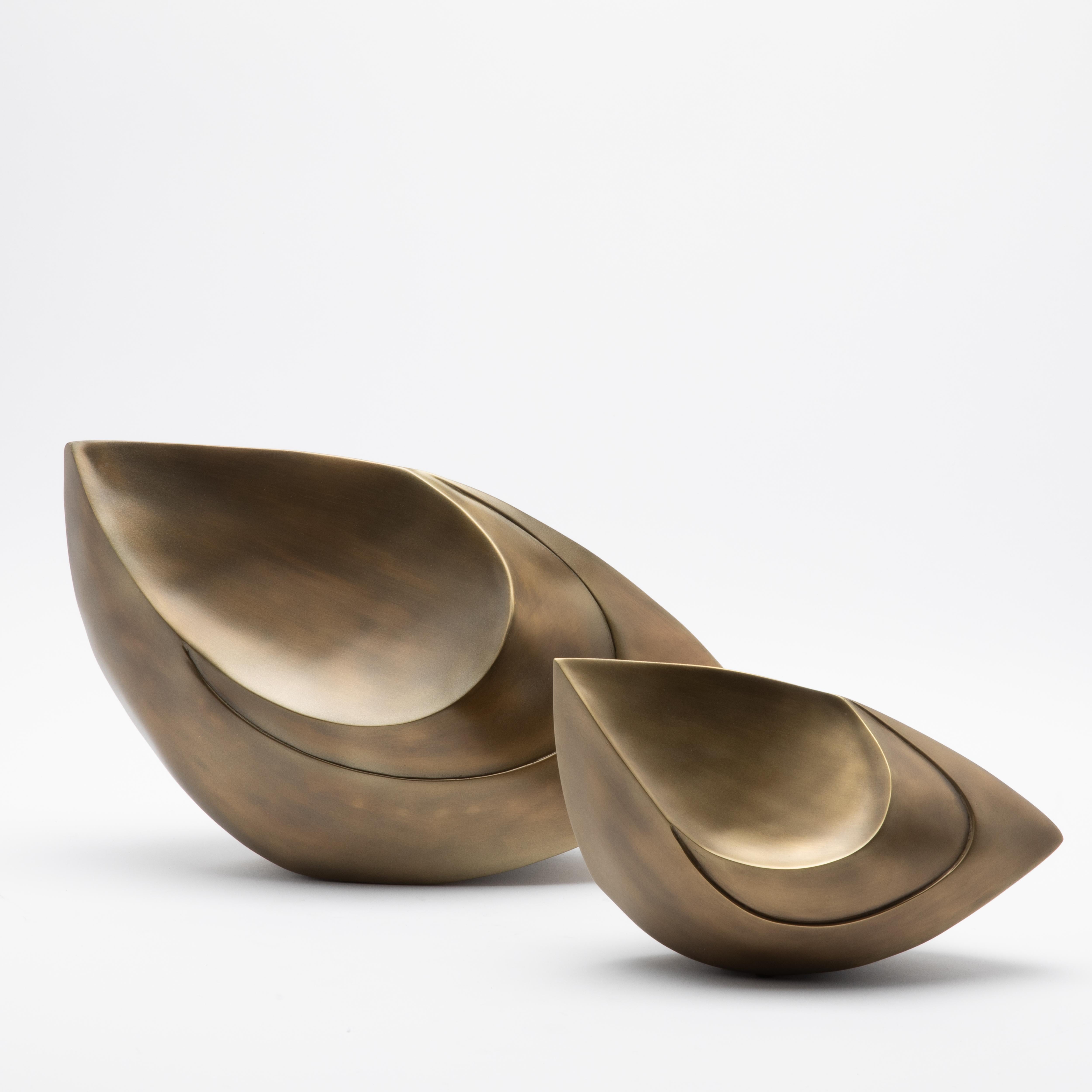 Philippin Paire de Sculptures Modernes Abstraites en Bronze Patina Brass par Patrick Coard Paris en vente